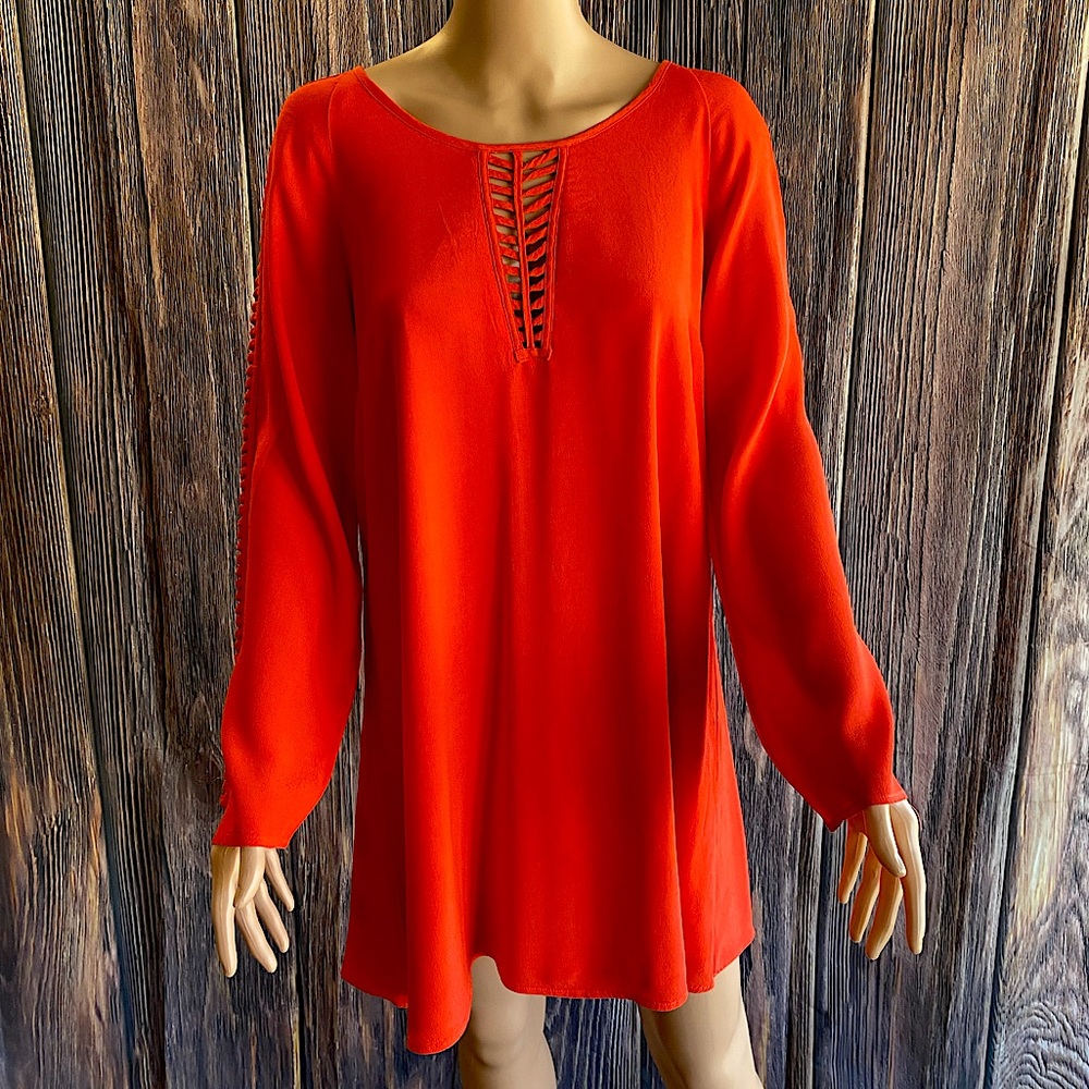 The Impeccable Pig red long sleeve boho dress size medium